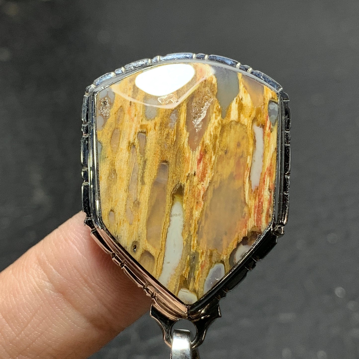 Petrified Palm Root Pendant 36x26x8mm Handmade Jewelry
