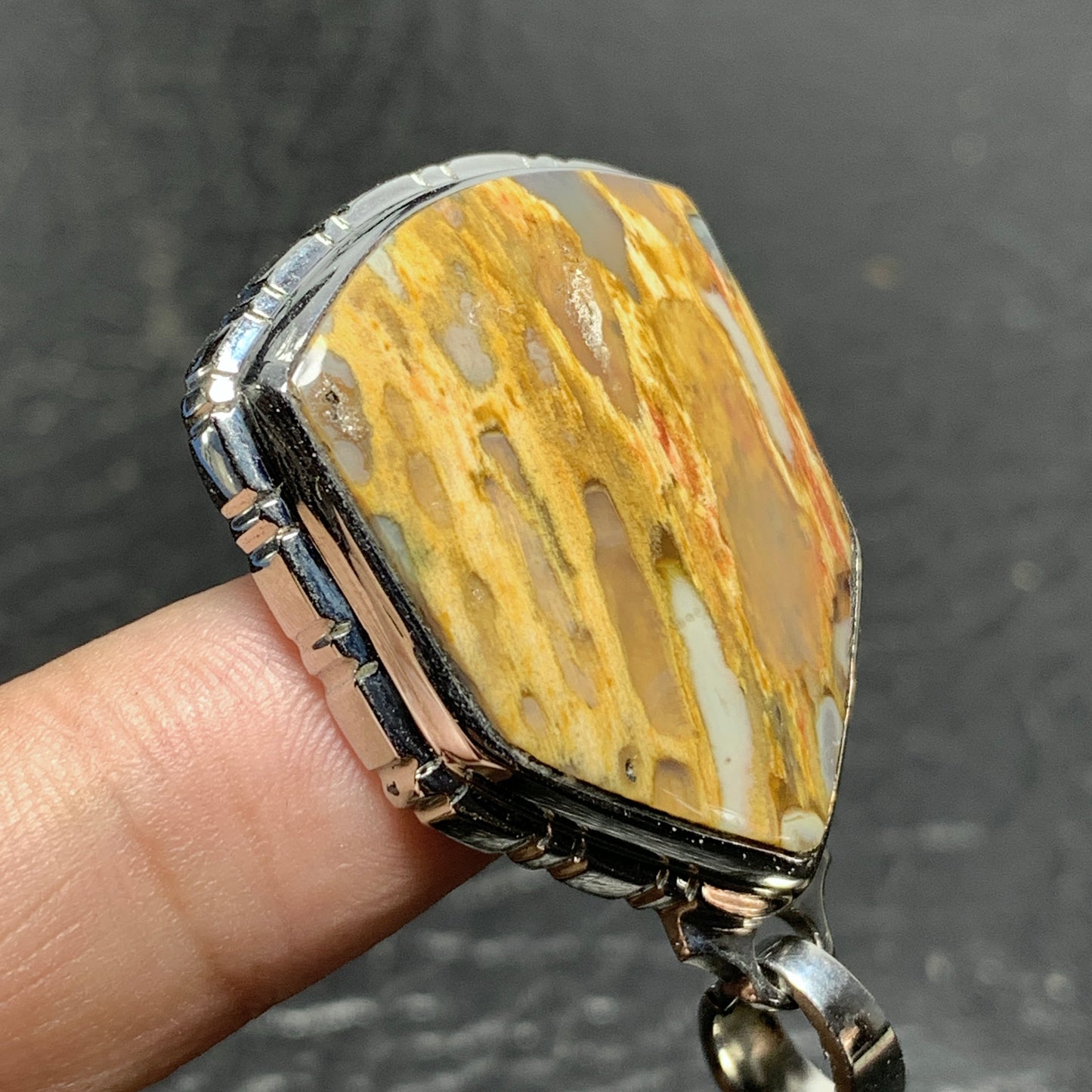Petrified Palm Root Pendant 36x26x8mm Handmade Jewelry