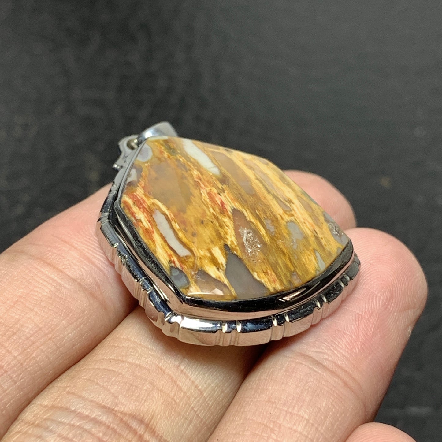 Petrified Palm Root Pendant 36x26x8mm Handmade Jewelry