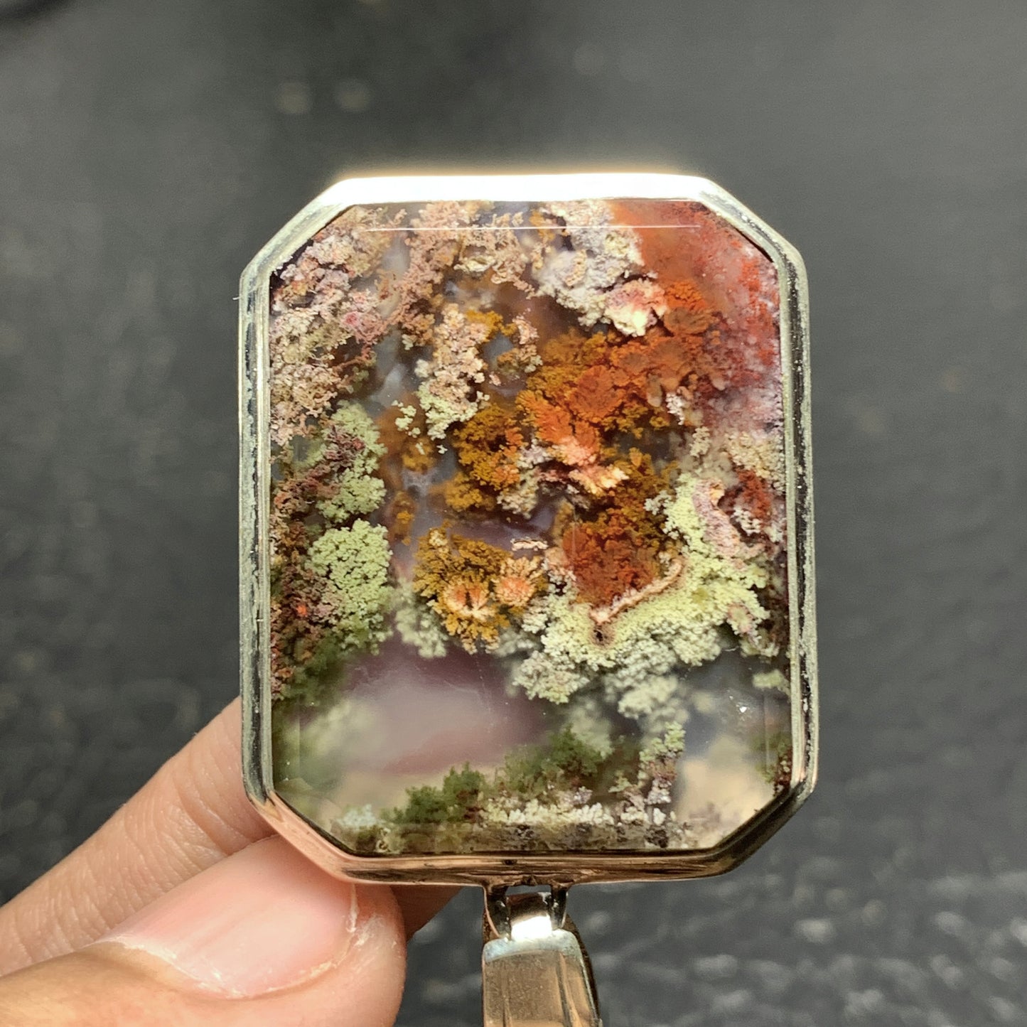 925 Sterling Silver Scenic Moss Agate Pendant 38x28x5mm High Quality 66.5 ct