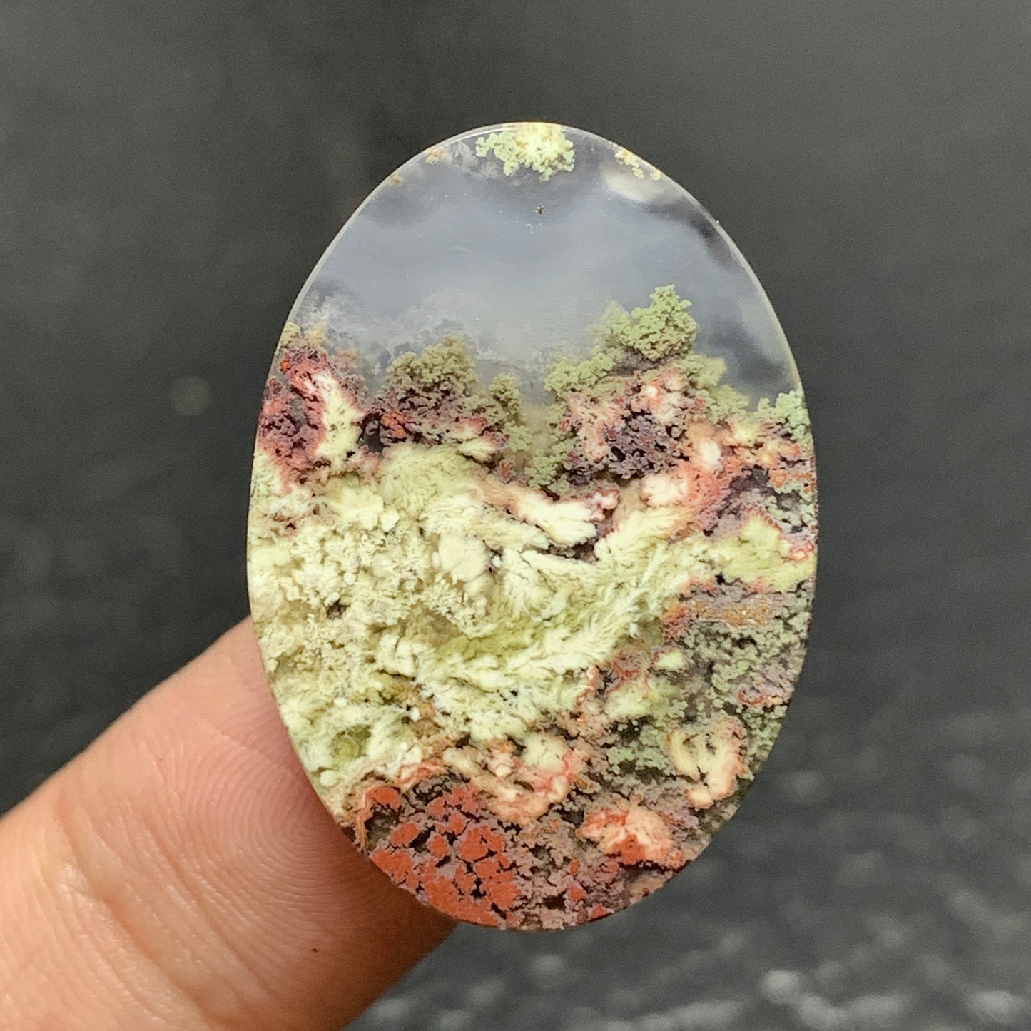 Scenic Moss Agate Cabochon 29x20x6mm High Quality 26 ct