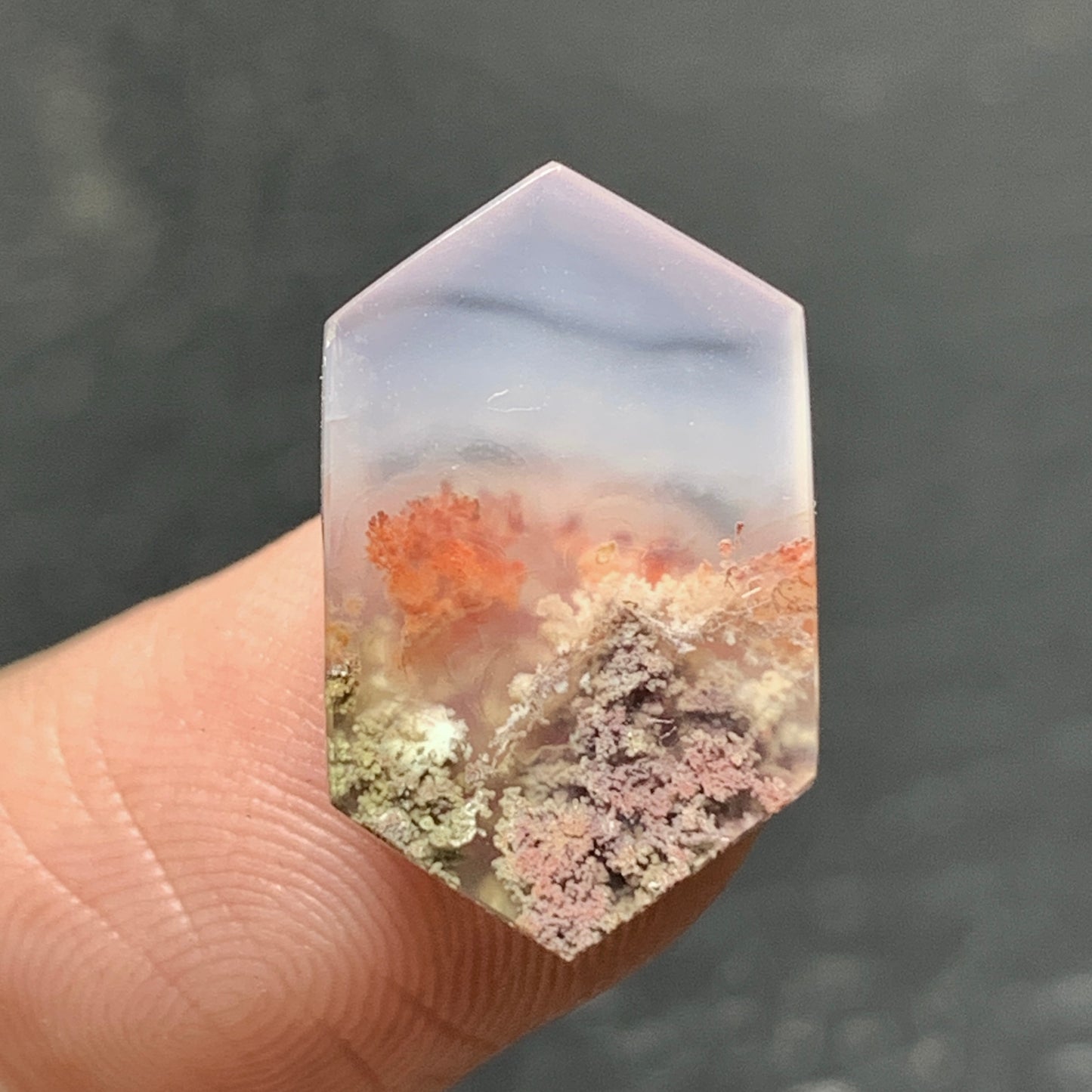 Tiny Scenic Moss Agate Cabochon 17x11x4mm High Quality 7 ct