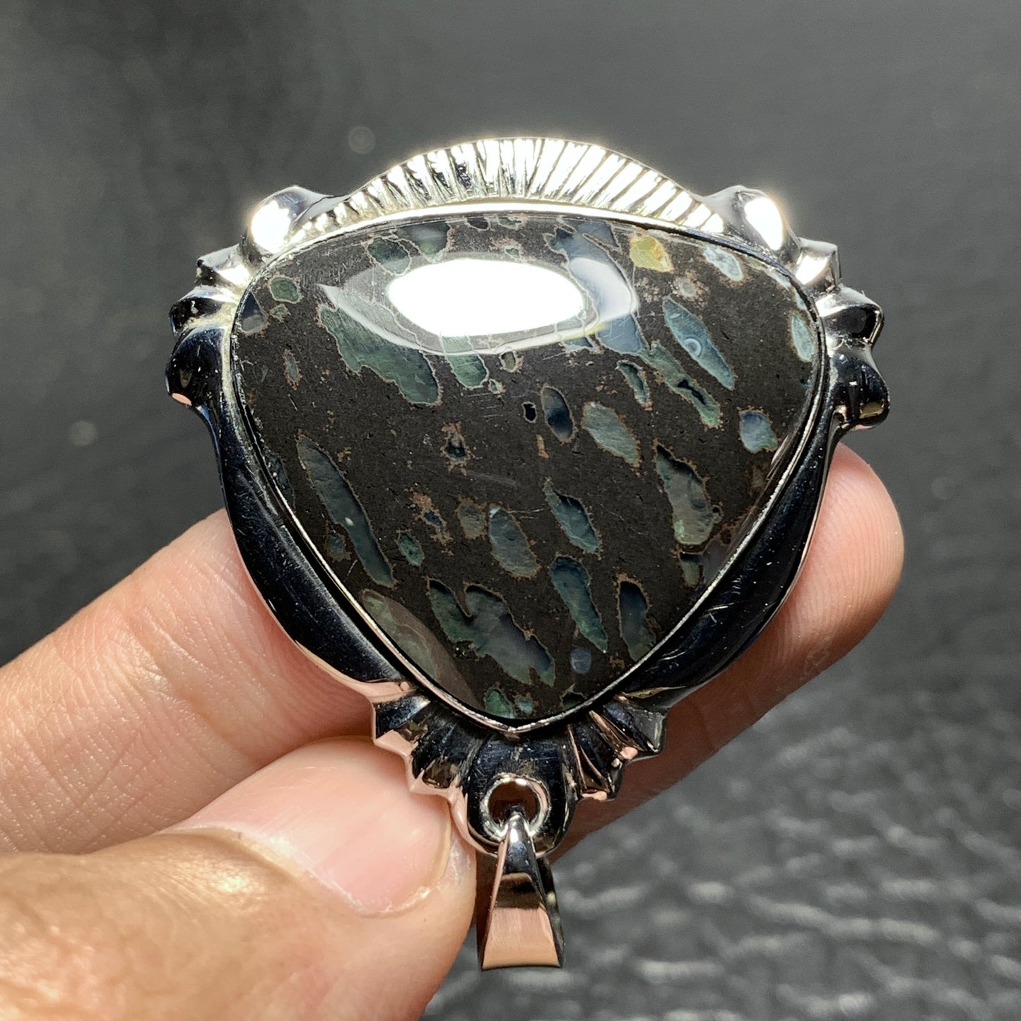 Amygdaloidal Agate Pendant 37.5x37x6mm High Quality 60.5 ct