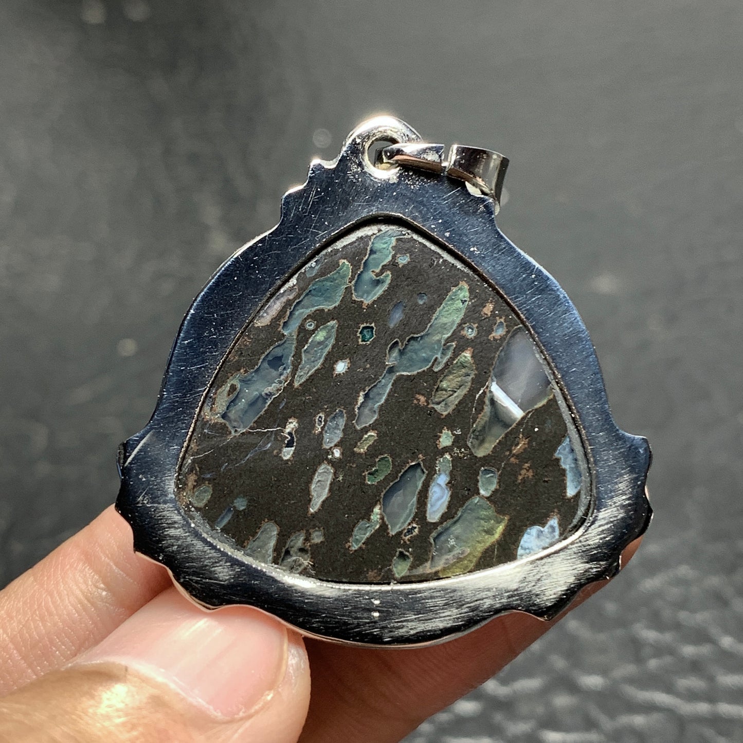 Amygdaloidal Agate Pendant 37.5x37x6mm High Quality 60.5 ct