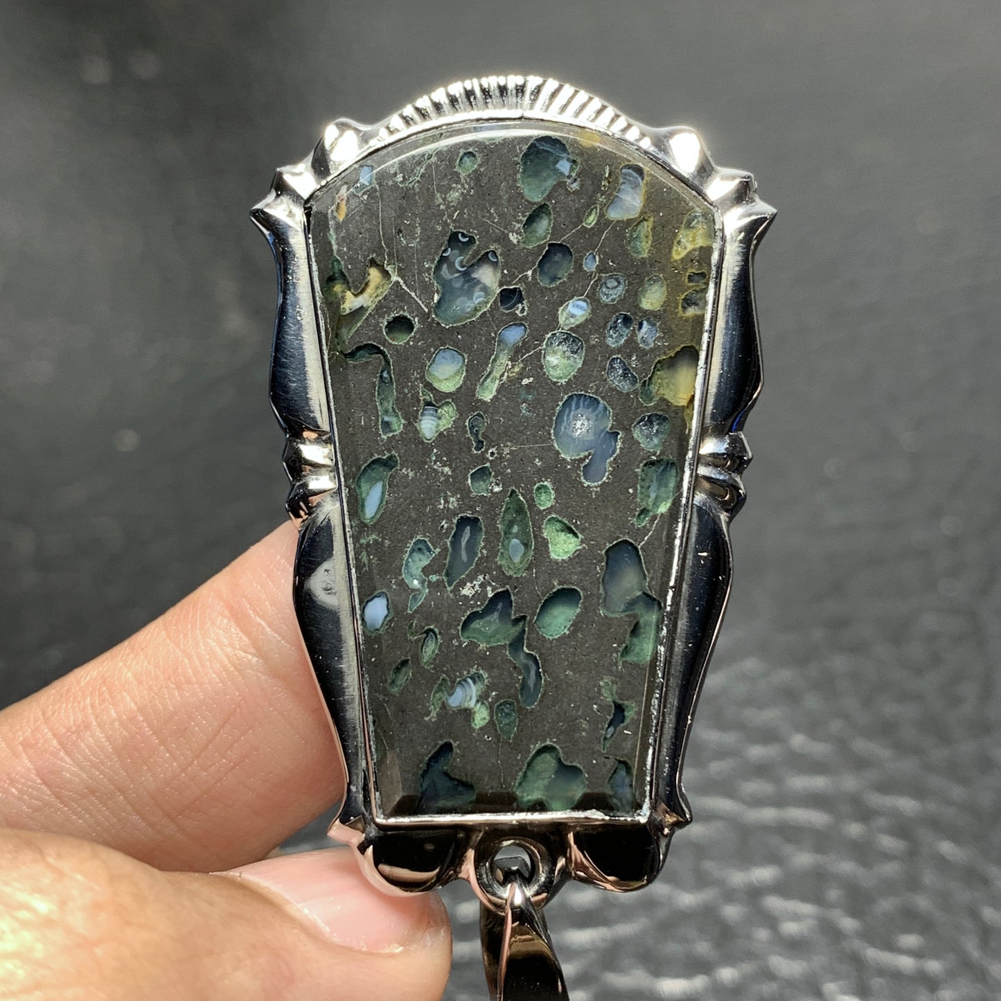Amygdaloidal Agate Pendant 49x32x6mm High Quality 81 ct