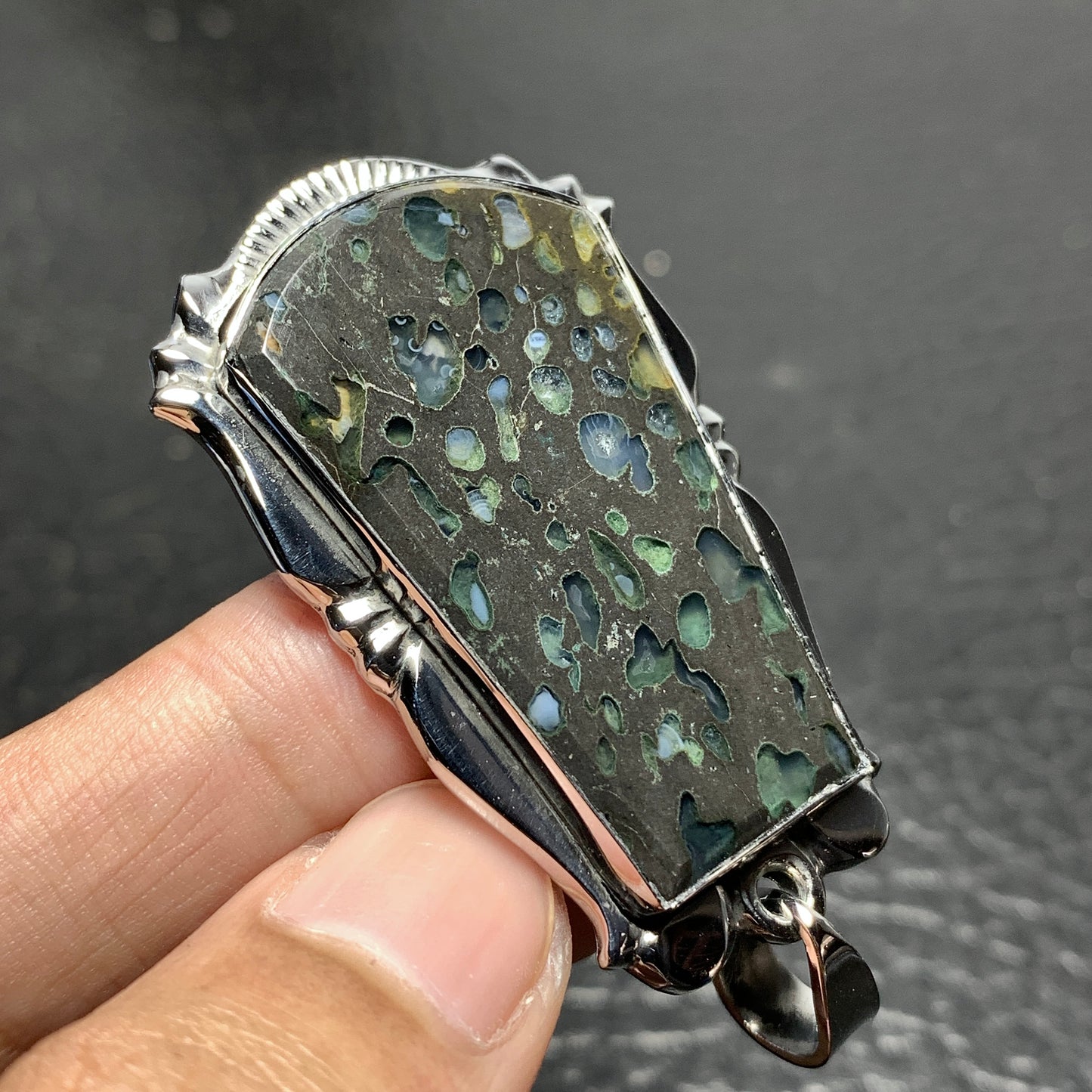 Amygdaloidal Agate Pendant 49x32x6mm High Quality 81 ct