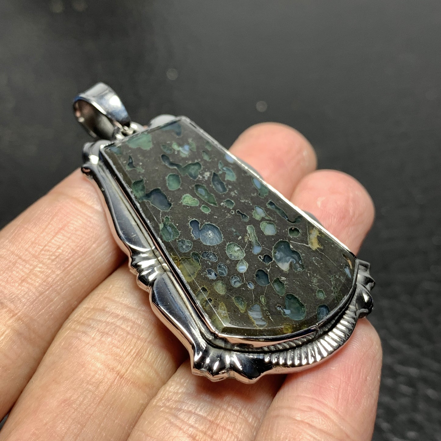 Amygdaloidal Agate Pendant 49x32x6mm High Quality 81 ct