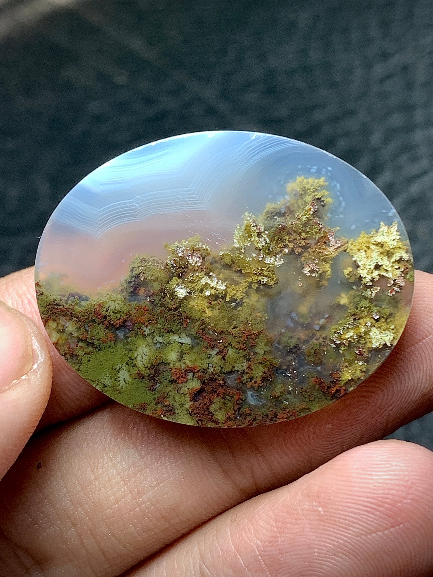 Scenic Moss Agate Cabochon 34x27x7.5mm