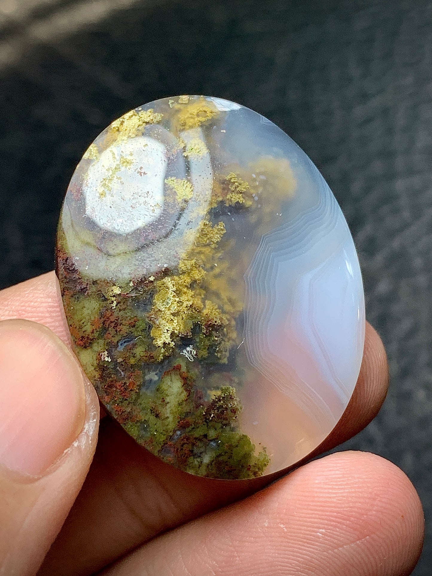 Scenic Moss Agate Cabochon 34x27x7.5mm