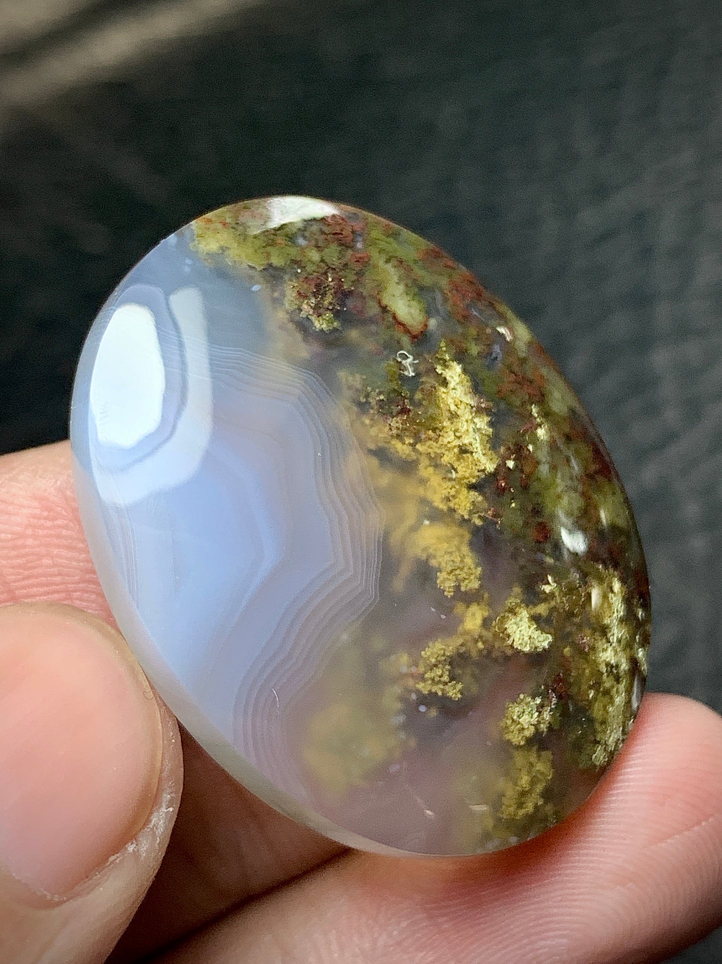 Scenic Moss Agate Cabochon 34x27x7.5mm