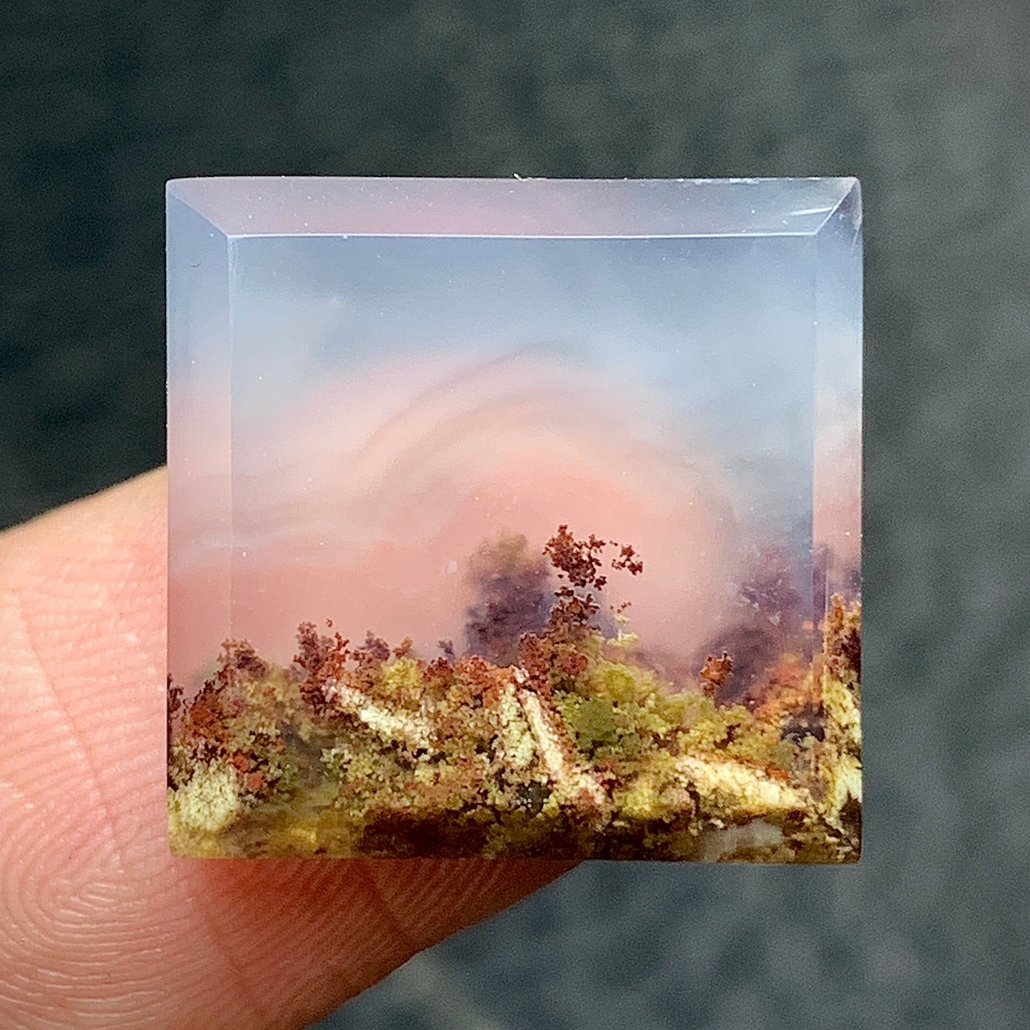 Tiny Scenic Moss Agate Cabochon 16x16x5mm