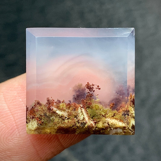 Tiny Scenic Moss Agate Cabochon 16x16x5mm