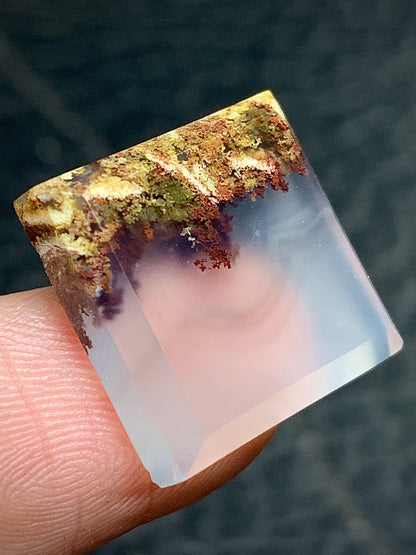 Tiny Scenic Moss Agate Cabochon 16x16x5mm