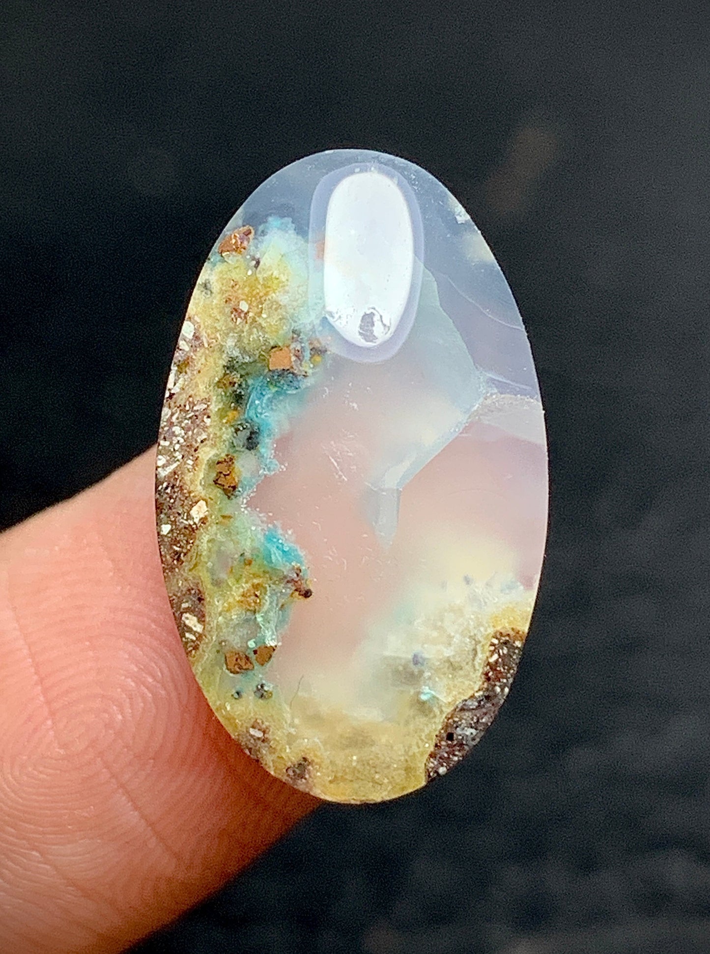 Tiny Chrysocolla Native Copper Cabochon 21x12.8x5.2mm