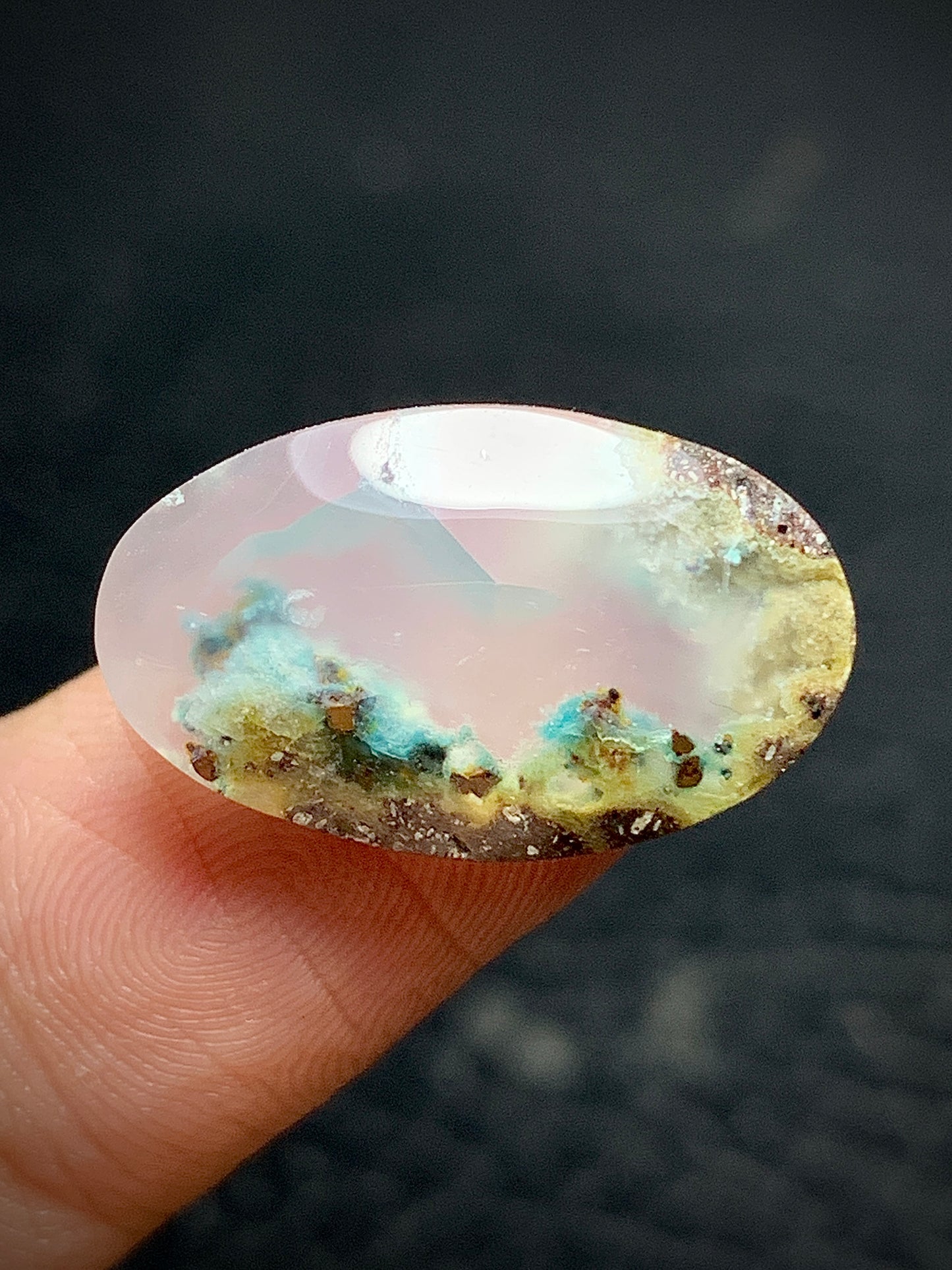 Tiny Chrysocolla Native Copper Cabochon 21x12.8x5.2mm