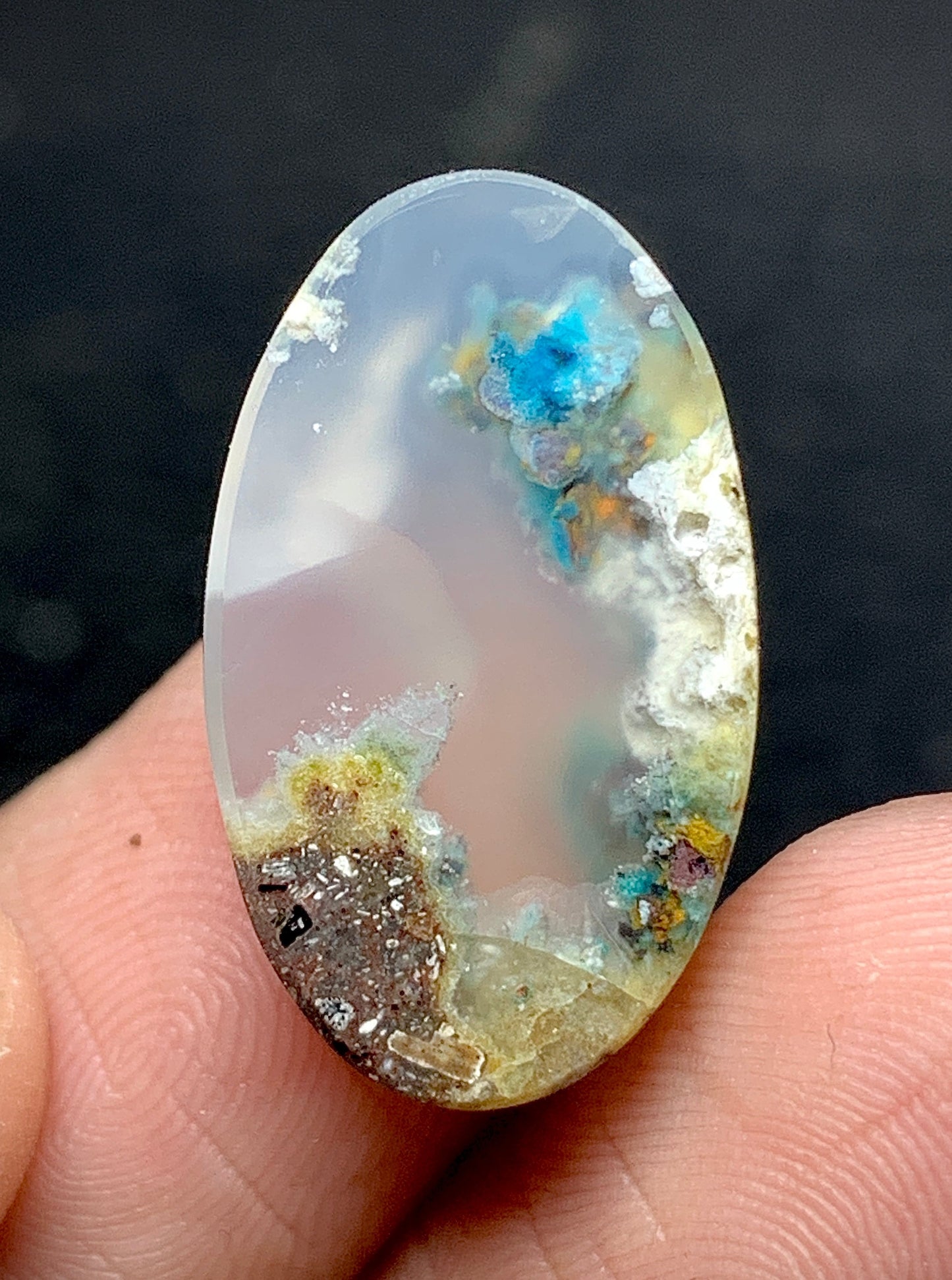 Tiny Chrysocolla Native Copper Cabochon 21x12.8x5.2mm