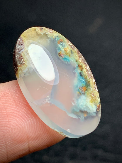 Tiny Chrysocolla Native Copper Cabochon 21x12.8x5.2mm