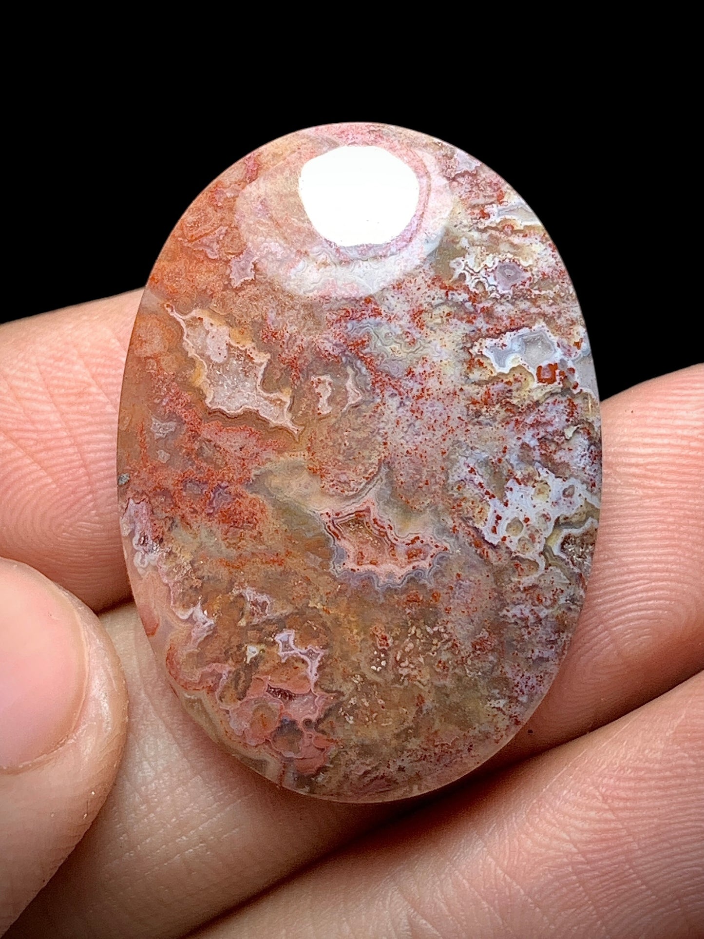 Moss Agate Cabochon 30x21.5x6.5mm