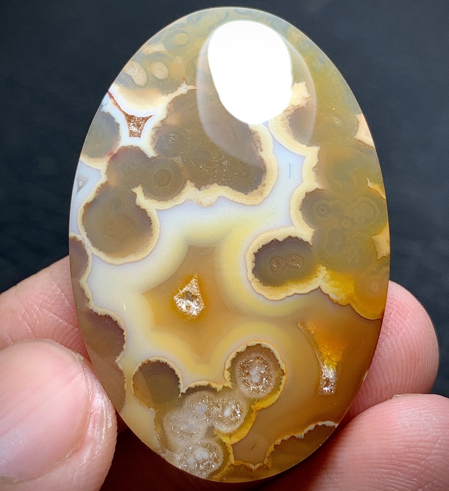 Orbicular Agate Cabochon 38.3x26x5.5mm