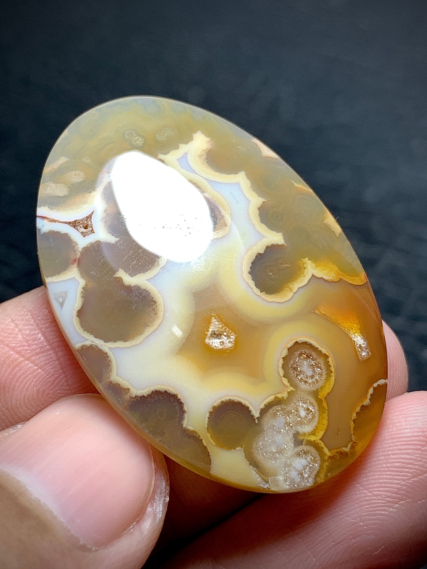 Orbicular Agate Cabochon 38.3x26x5.5mm