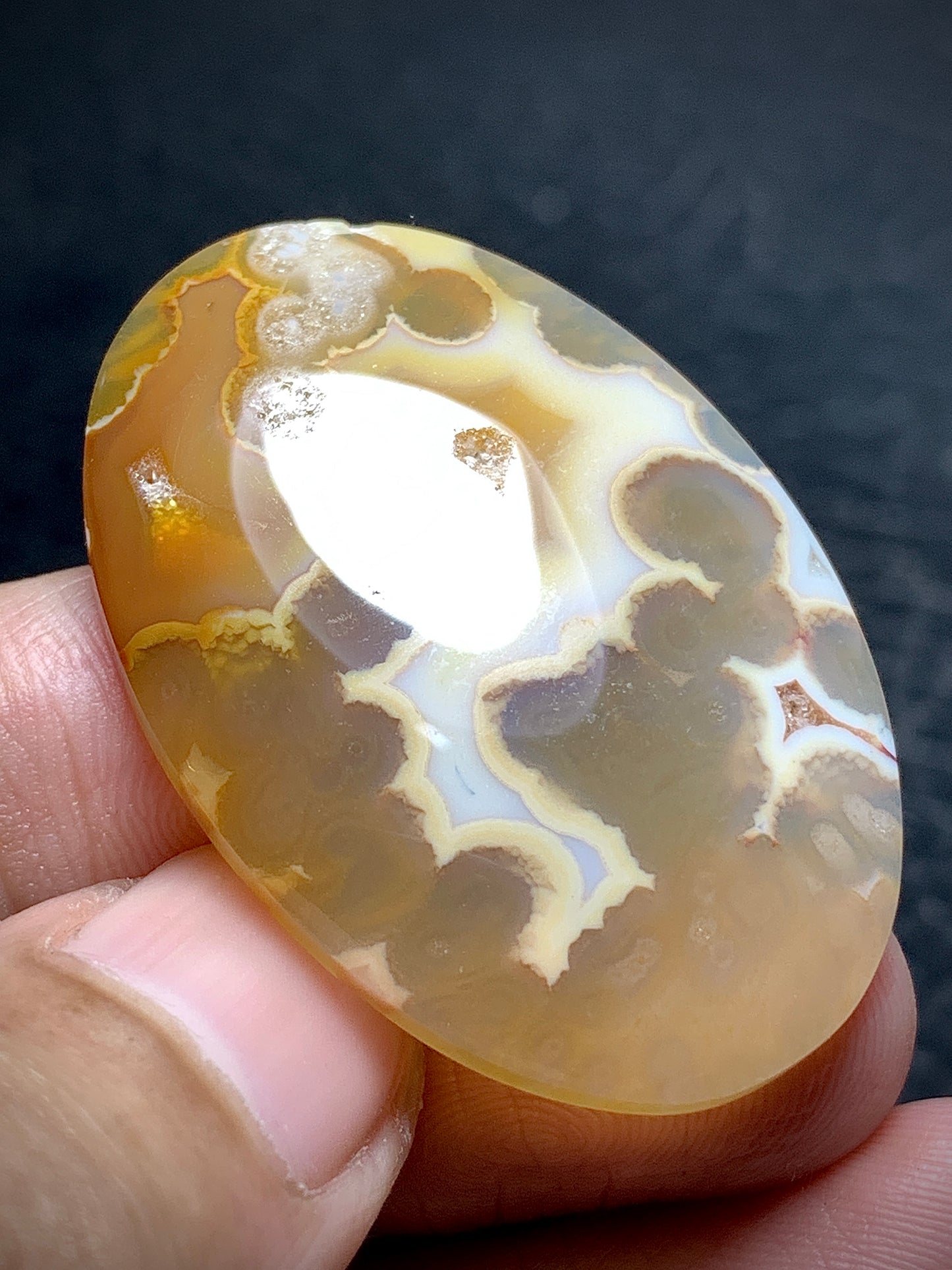 Orbicular Agate Cabochon 38.3x26x5.5mm