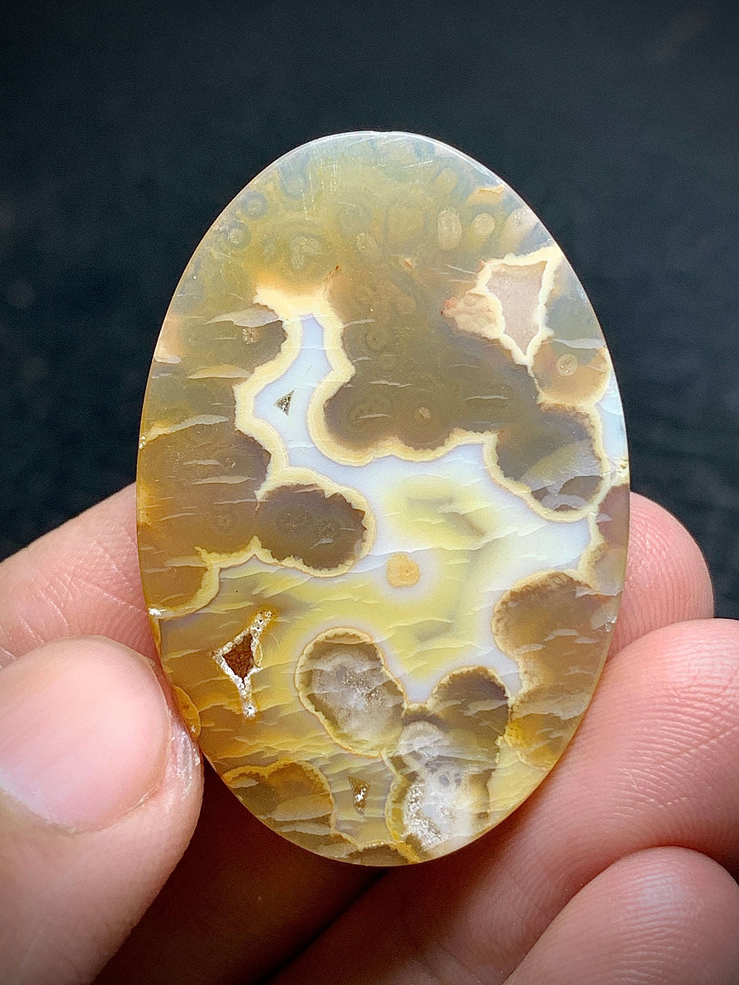 Orbicular Agate Cabochon 38.3x26x5.5mm
