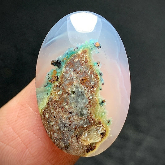 Tiny Chrysocolla Native Copper Cabochon 21x13.5x5.5mm