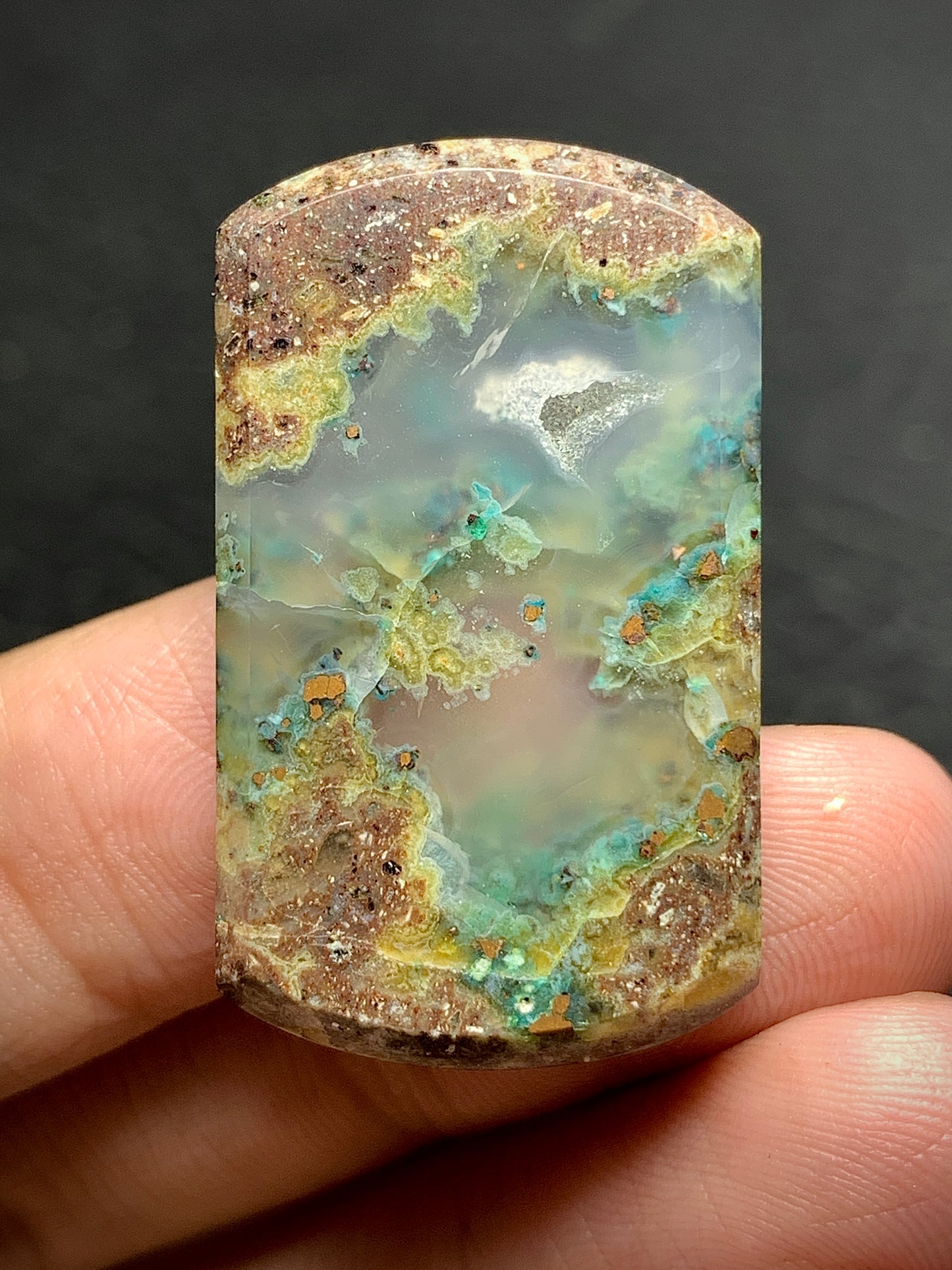 Moss Chrysocolla Native Copper Cabochon 33x19.5x4.5mm