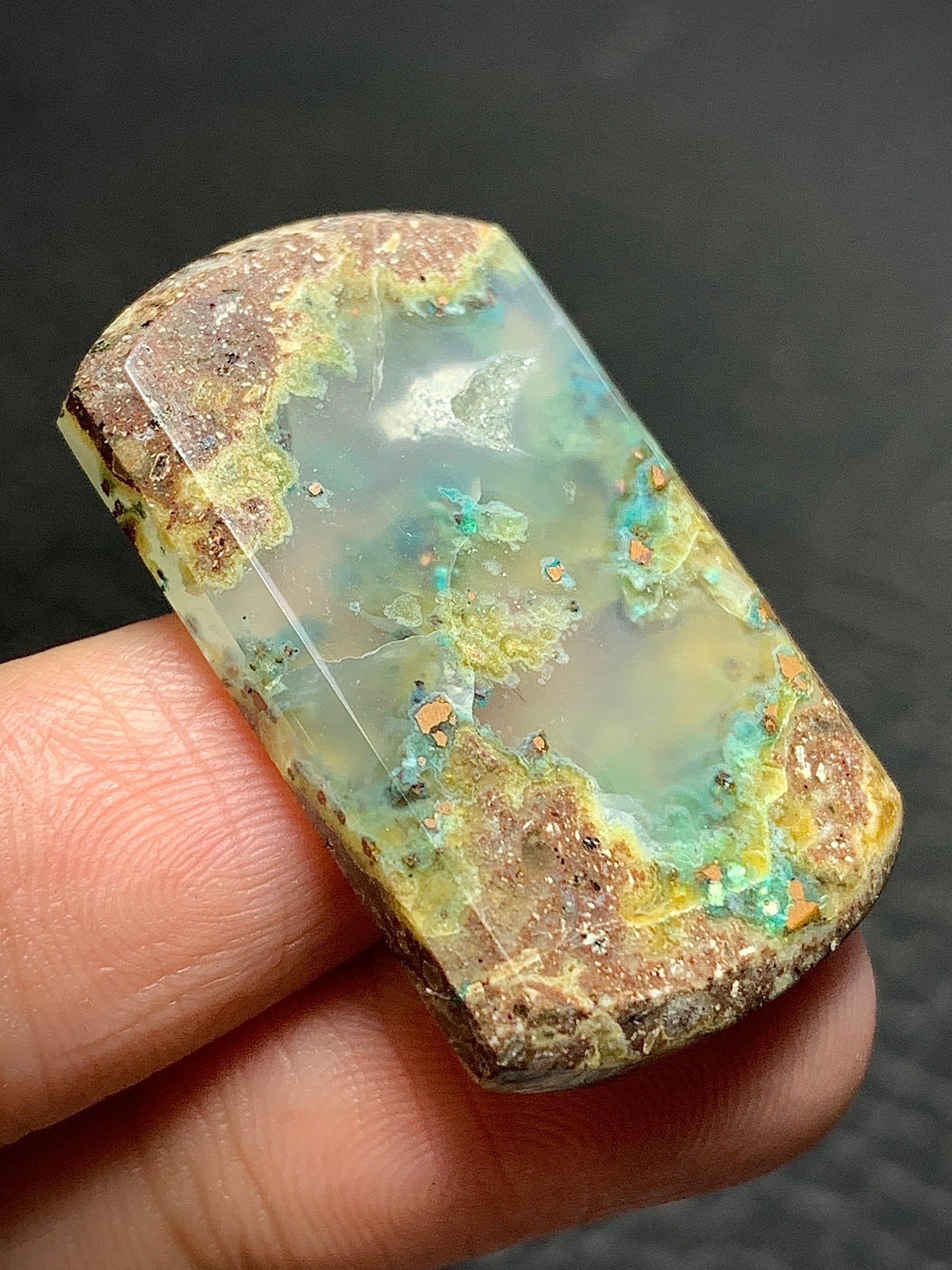Moss Chrysocolla Native Copper Cabochon 33x19.5x4.5mm