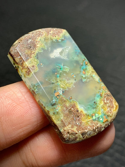 Moss Chrysocolla Native Copper Cabochon 33x19.5x4.5mm