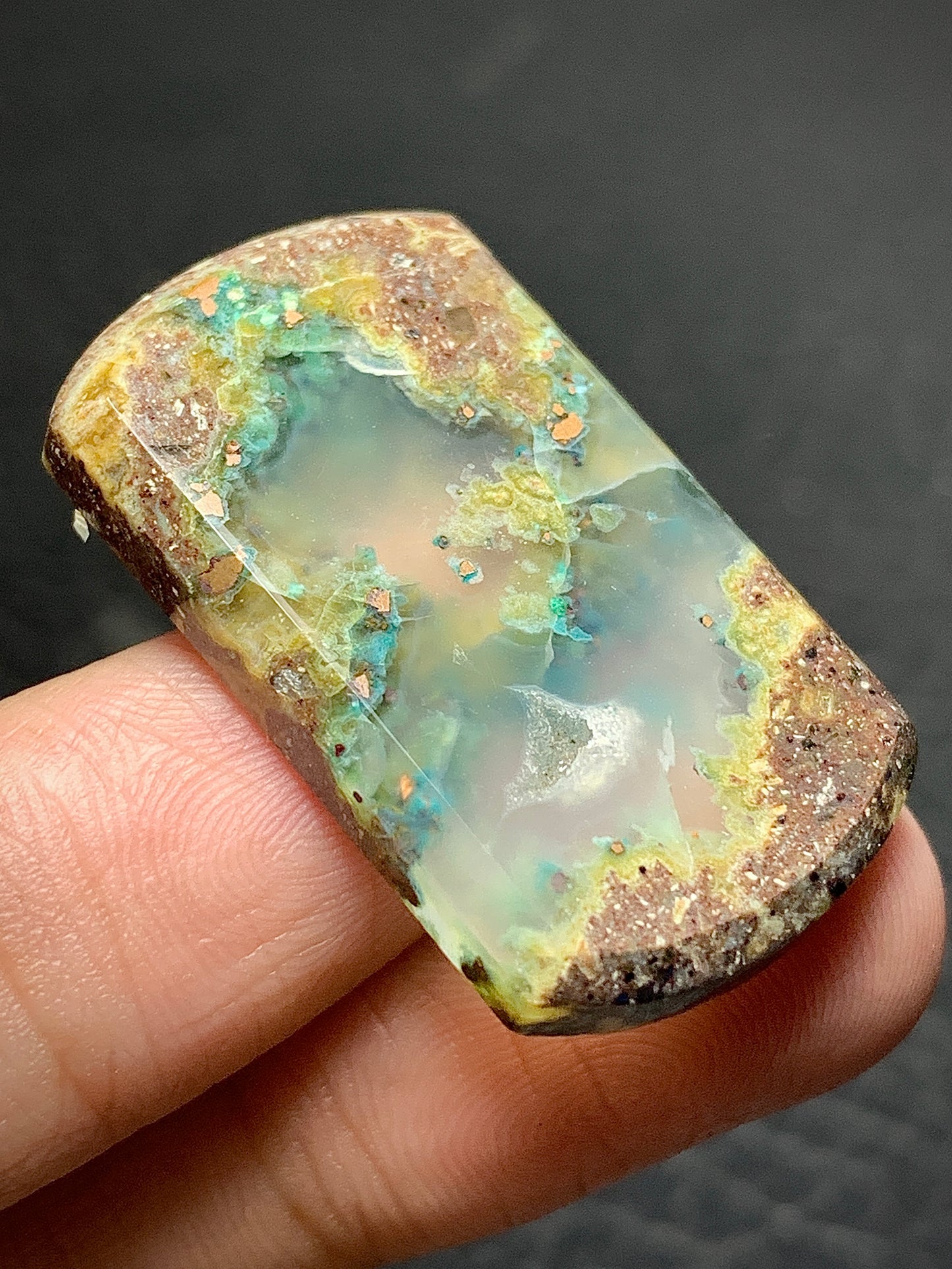 Moss Chrysocolla Native Copper Cabochon 33x19.5x4.5mm