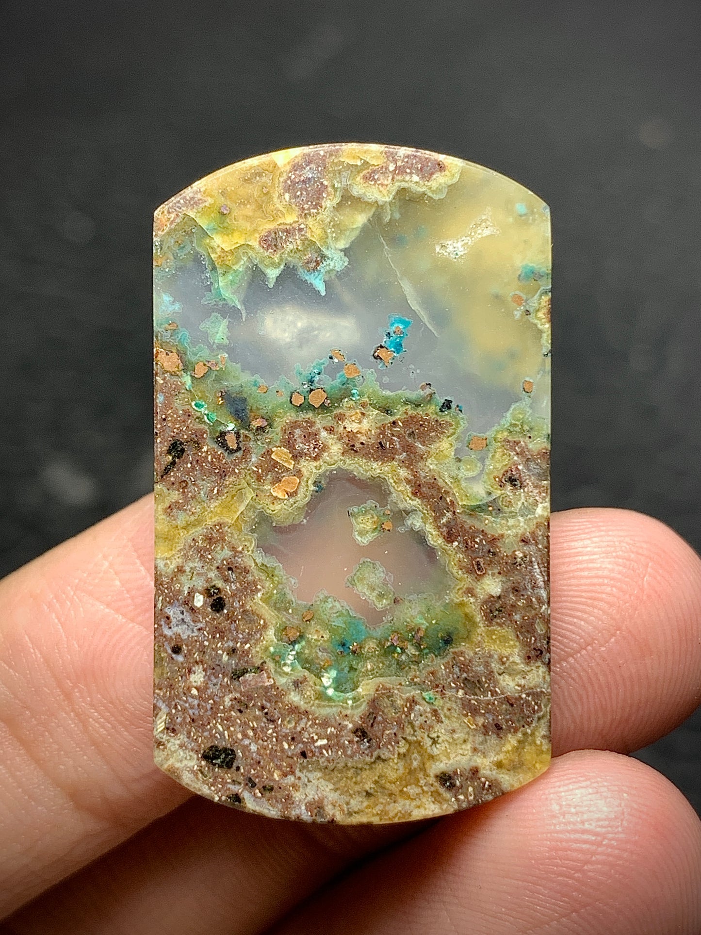 Moss Chrysocolla Native Copper Cabochon 33x19.5x4.5mm