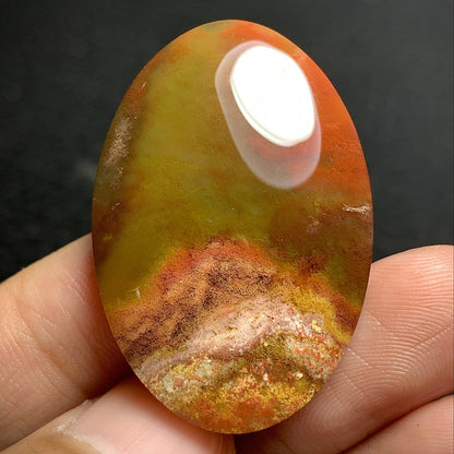 Moss Agate Cabochon 36x24.5x7mm