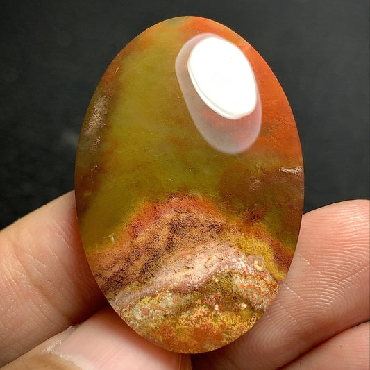 Moss Agate Cabochon 36x24.5x7mm