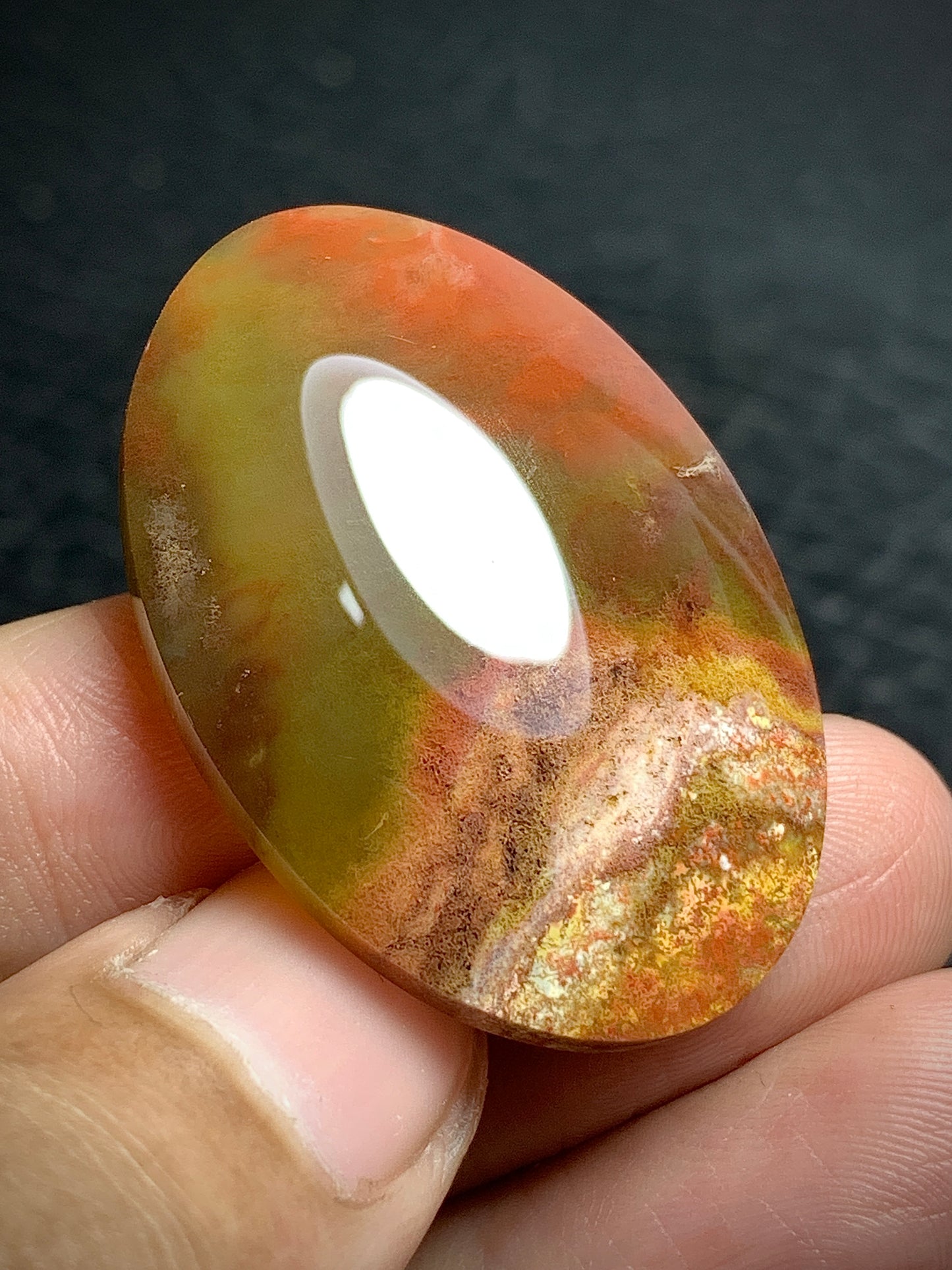 Moss Agate Cabochon 36x24.5x7mm