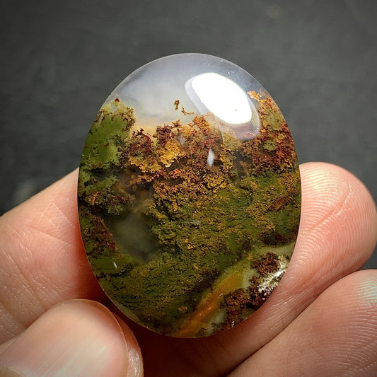 Scenic Moss Agate Cabochon 30x24x7mm