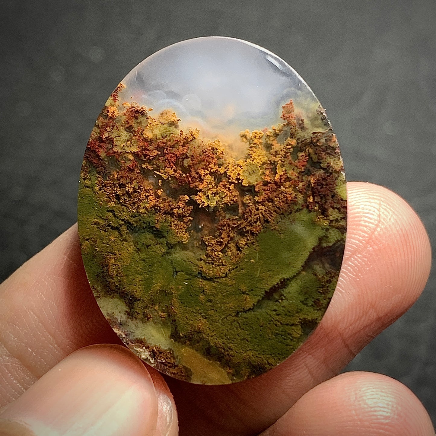 Scenic Moss Agate Cabochon 30x24x7mm