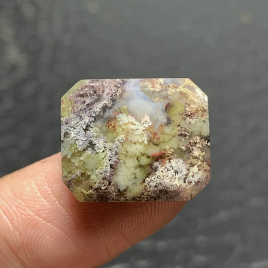 Tiny Scenic Moss Agate Cabochon 16x13x4mm High Quality 9.5 ct