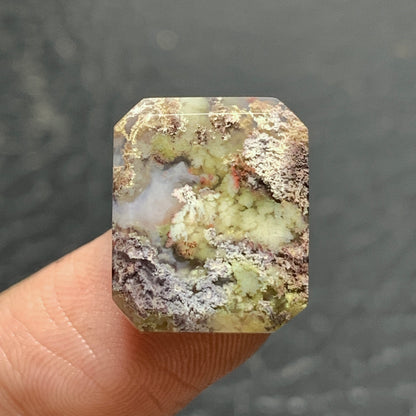Tiny Scenic Moss Agate Cabochon 16x13x4mm High Quality 9.5 ct