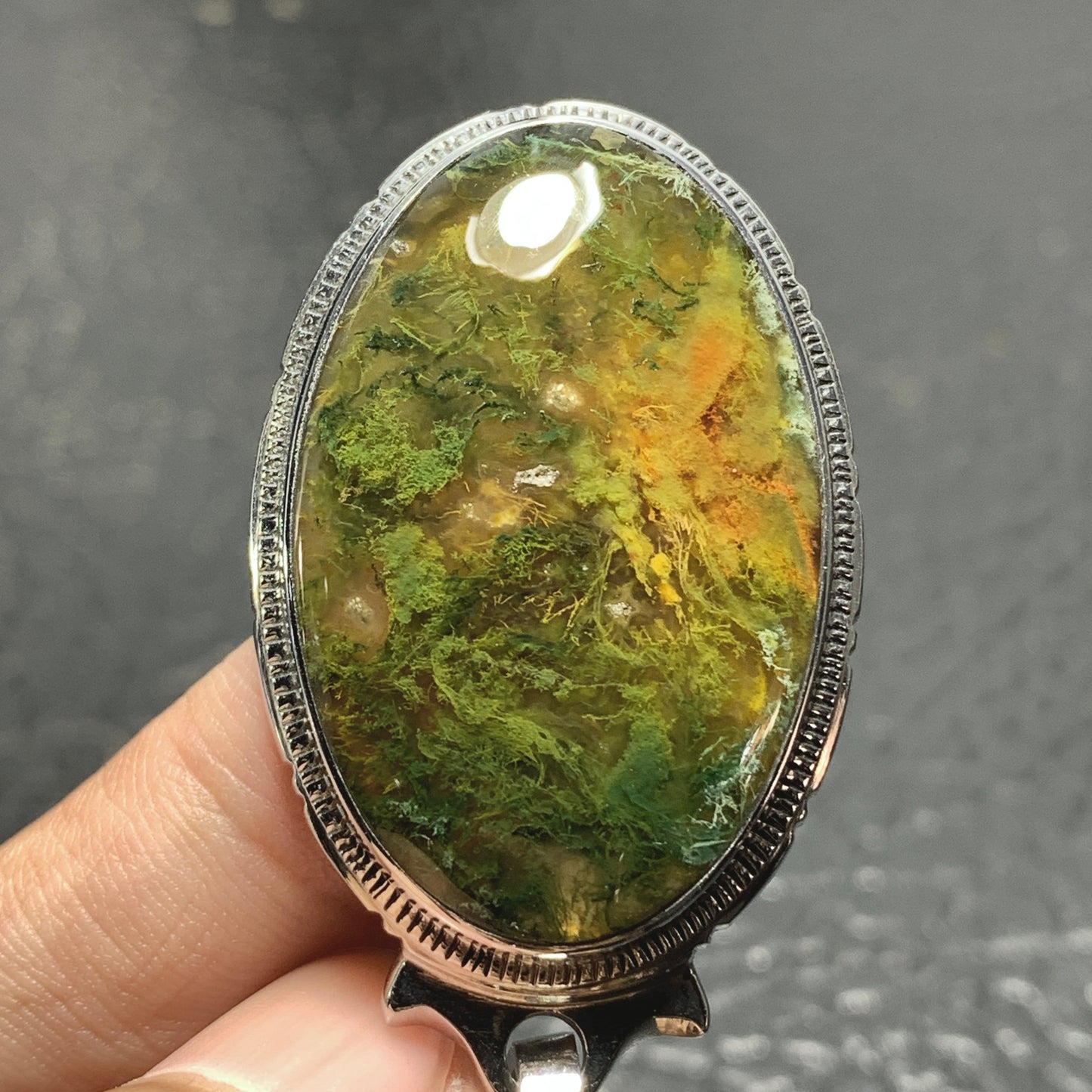 Scenic Moss Agate Pendant 45x27x8mm Handmade Jewelry