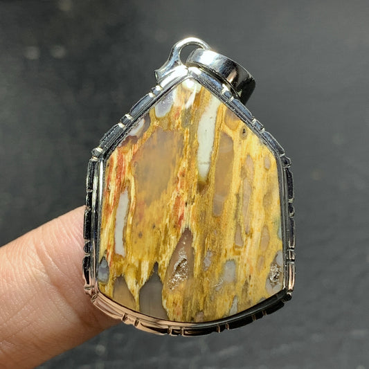 Petrified Palm Root Pendant 36x26x8mm Handmade Jewelry