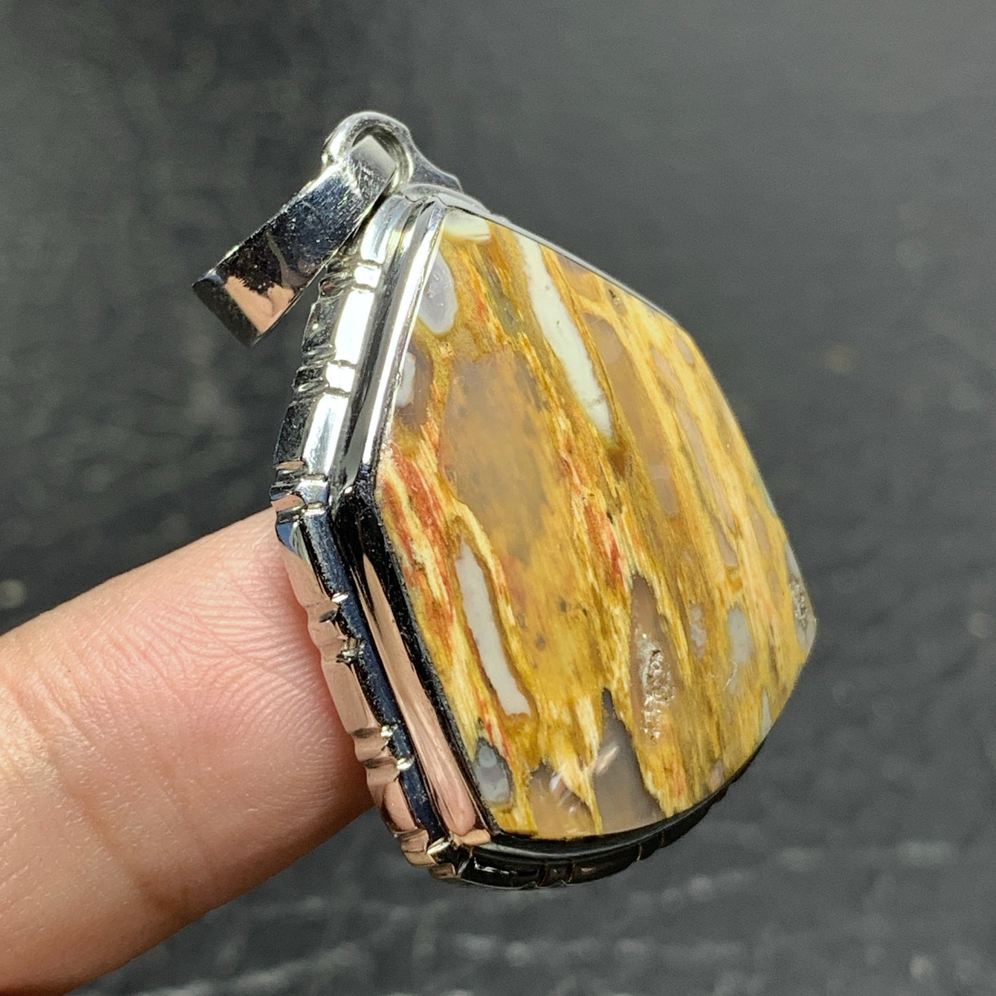 Petrified Palm Root Pendant 36x26x8mm Handmade Jewelry