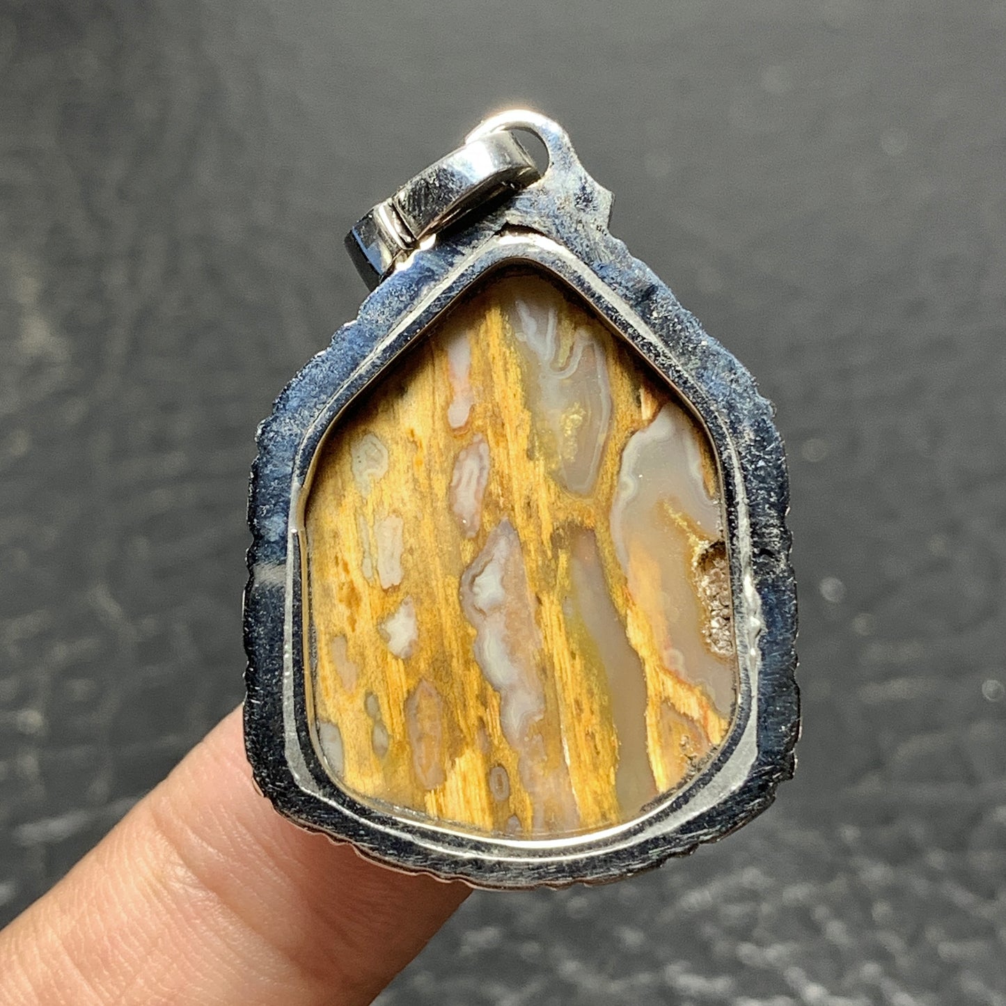 Petrified Palm Root Pendant 36x26x8mm Handmade Jewelry