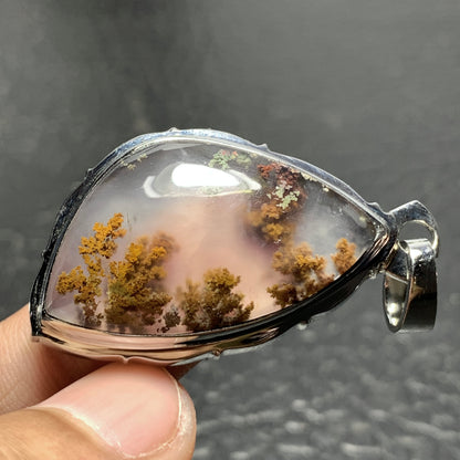 Scenic Moss Agate Pendant 38x24x8.5mm High Quality 63 ct