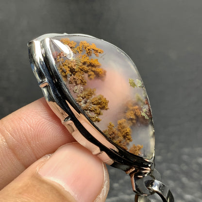 Scenic Moss Agate Pendant 38x24x8.5mm High Quality 63 ct