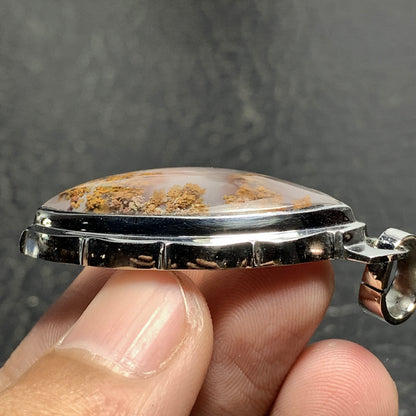 Scenic Moss Agate Pendant 38x24x8.5mm High Quality 63 ct