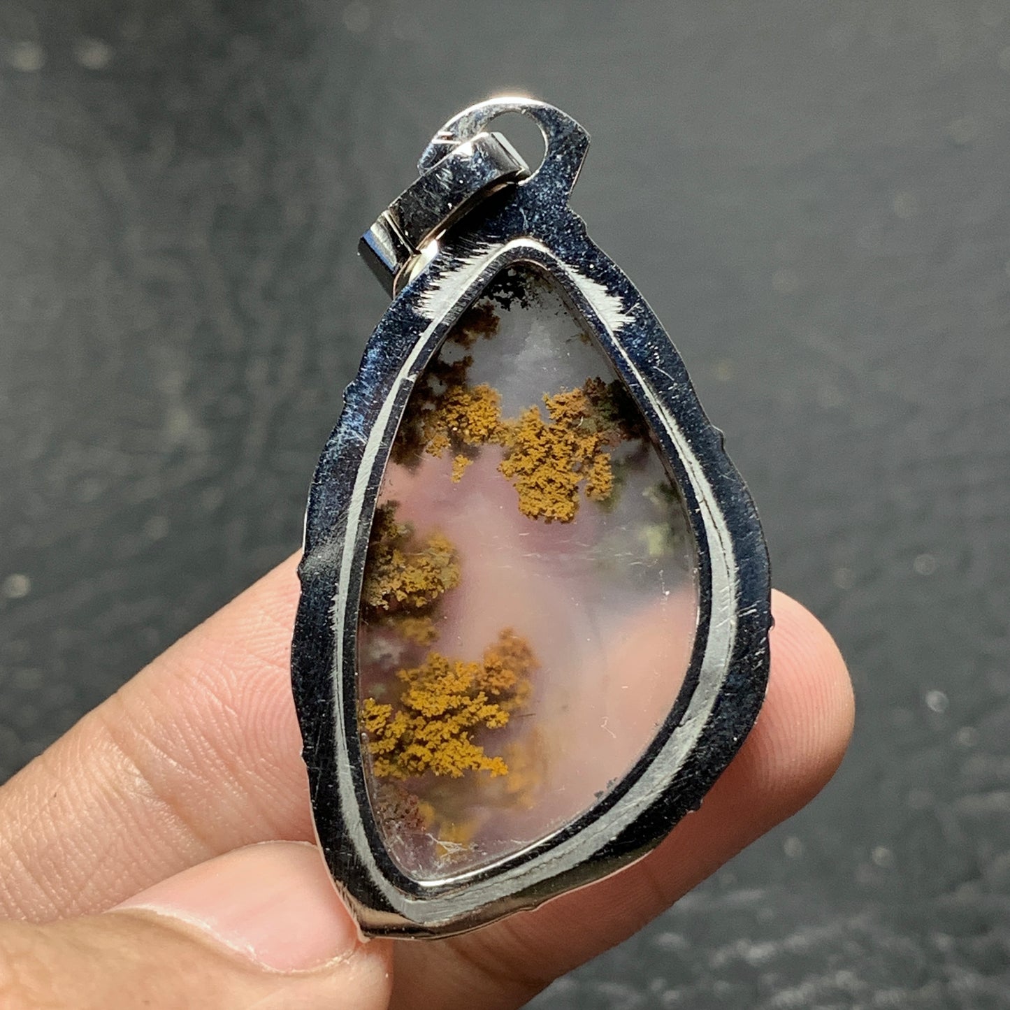 Scenic Moss Agate Pendant 38x24x8.5mm High Quality 63 ct