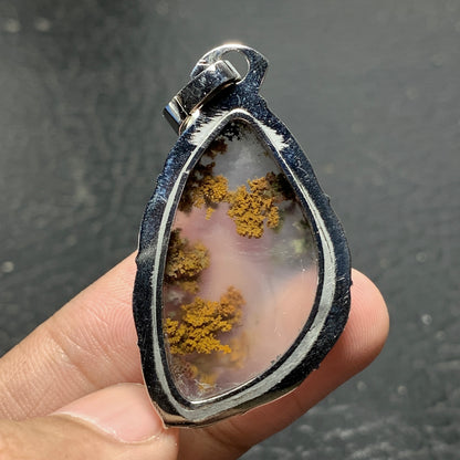 Scenic Moss Agate Pendant 38x24x8.5mm High Quality 63 ct