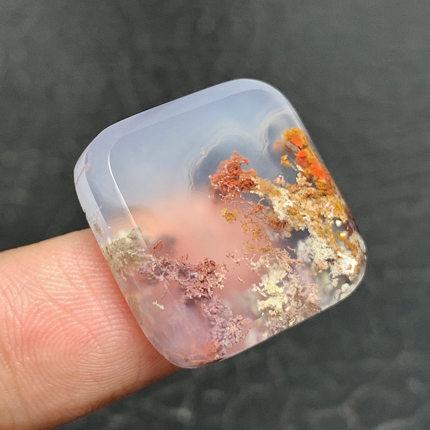 Scenic Moss Agate Cabochon 21x20x4.5mm High Quality 21.5 ct