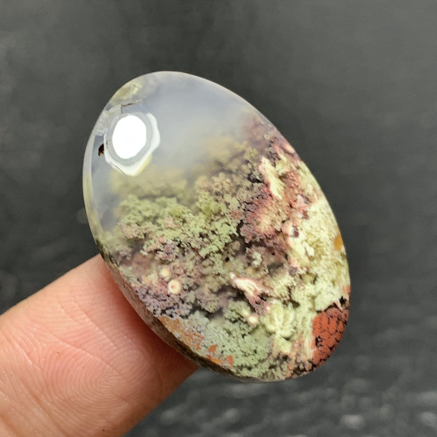 Scenic Moss Agate Cabochon 29x20x6mm High Quality 26 ct